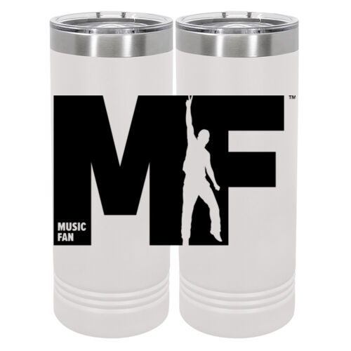 MF - 20 oz Stainless White Skinny Tumbler with Stainless Straw and Lid Thumbnail