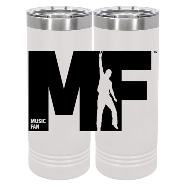 MF - 20 oz Stainless White Skinny Tumbler with Stainless Straw and Lid Thumbnail